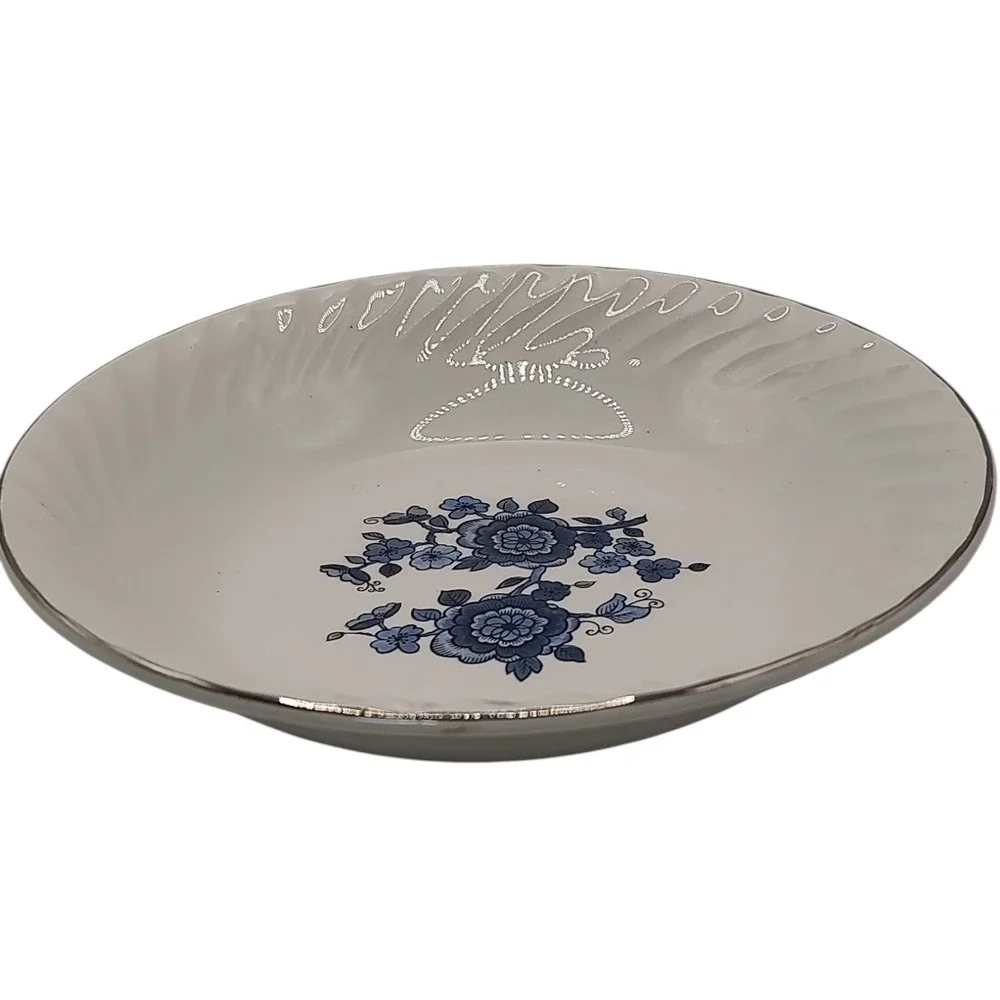 Vintage Enoch Wedgwood‎ Berry Bowl Ironstone Royal Blue Silver Made In England